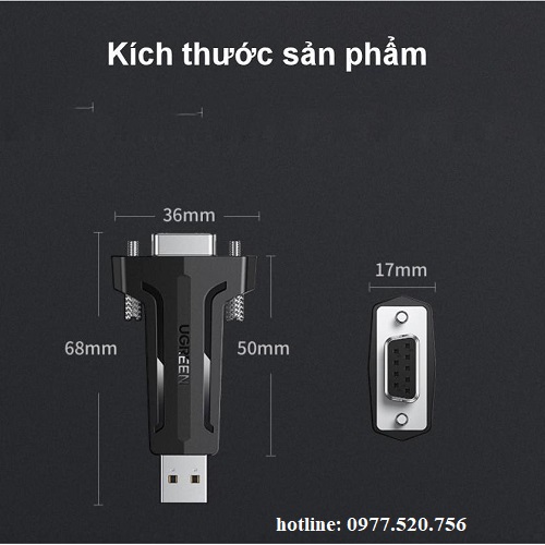 Đầu chuyển đổi USB 2.0 sang Com RS232 Ugreen 80111